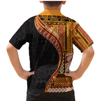 Samoa Siapo Motif and Tapa Pattern Half Style Family Matching Mermaid Dress and Hawaiian Shirt Yellow Color LT03 - Polynesian Pride