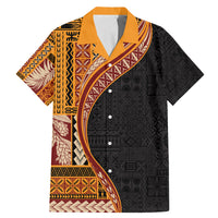 Samoa Siapo Motif and Tapa Pattern Half Style Family Matching Mermaid Dress and Hawaiian Shirt Yellow Color LT03 Dad's Shirt - Short Sleeve Yellow - Polynesian Pride