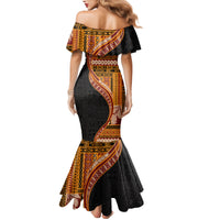 Samoa Siapo Motif and Tapa Pattern Half Style Family Matching Mermaid Dress and Hawaiian Shirt Yellow Color LT03 - Polynesian Pride