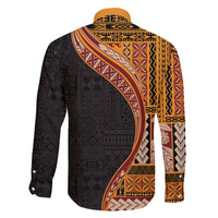 Samoa Siapo Motif and Tapa Pattern Half Style Family Matching Short Sleeve Bodycon Dress and Hawaiian Shirt Yellow Color LT03 - Polynesian Pride