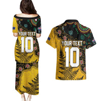 Custom New Zealand and Australia Rugby Couples Matching Puletasi and Hawaiian Shirt Maori Warrior With Aboriginal Version LT03 - Polynesian Pride