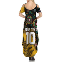 Custom New Zealand and Australia Rugby Family Matching Summer Maxi Dress and Hawaiian Shirt Maori Warrior With Aboriginal Version LT03 - Polynesian Pride
