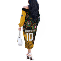 Custom New Zealand and Australia Rugby Off The Shoulder Long Sleeve Dress Maori Warrior With Aboriginal Version LT03 - Polynesian Pride