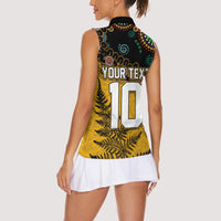 Custom New Zealand and Australia Rugby Women Sleeveless Polo Shirt Maori Warrior With Aboriginal Version LT03 - Polynesian Pride
