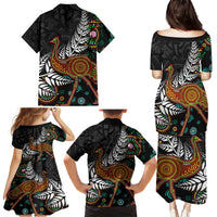 New Zealand Fern and Australia Emu Family Matching Puletasi and Hawaiian Shirt Aboriginal Mix Maori Pattern LT03 - Polynesian Pride