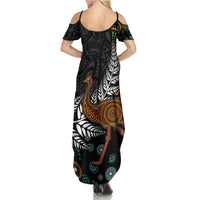 New Zealand Fern and Australia Emu Family Matching Summer Maxi Dress and Hawaiian Shirt Aboriginal Mix Maori Pattern LT03 - Polynesian Pride