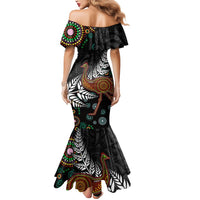 New Zealand Fern and Australia Emu Mermaid Dress Aboriginal Mix Maori Pattern LT03 - Polynesian Pride