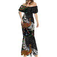 New Zealand Fern and Australia Emu Mermaid Dress Aboriginal Mix Maori Pattern LT03 - Polynesian Pride