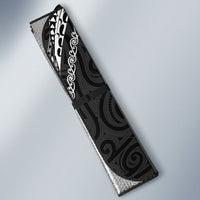 Aotearoa Maori Sea Animals Tribal Auto Sun Shade Manta Ray and Shark Moko Pattern Black Color