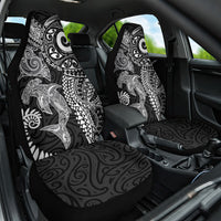 Aotearoa Maori Sea Animals Tribal Car Seat Cover Manta Ray and Shark Moko Pattern Black Color LT03 One Size Black - Polynesian Pride