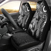 Aotearoa Maori Sea Animals Tribal Car Seat Cover Manta Ray and Shark Moko Pattern Black Color LT03 - Polynesian Pride