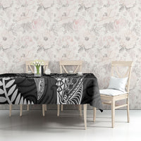 Aotearoa Maori Sea Animals Tribal Tablecloth Manta Ray and Shark Moko Pattern Black Color