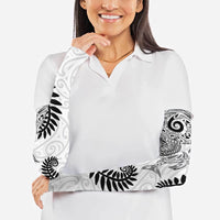 Aotearoa Maori Sea Animals Tribal Arm Sleeves Manta Ray and Shark Moko Pattern White Color