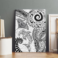Aotearoa Maori Sea Animals Tribal Canvas Wall Art Manta Ray and Shark Moko Pattern White Color