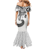Aotearoa Maori Sea Animals Tribal Mermaid Dress Manta Ray and Shark Moko Pattern White Color LT03 - Polynesian Pride
