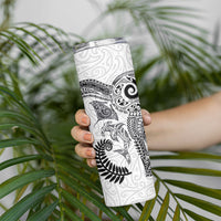 Aotearoa Maori Sea Animals Tribal Skinny Tumbler Manta Ray and Shark Moko Pattern White Color LT03 - Polynesian Pride