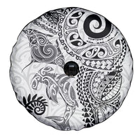 Aotearoa Maori Sea Animals Tribal Spare Tire Cover Manta Ray and Shark Moko Pattern White Color LT03 - Polynesian Pride