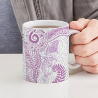 Aotearoa Maori Sea Animals Tribal Ceramic Mug Manta Ray and Shark Moko Pattern Pink Color