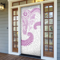 Aotearoa Maori Sea Animals Tribal Door Cover Manta Ray and Shark Moko Pattern Pink Color LT03 - Polynesian Pride