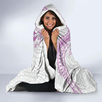 Aotearoa Maori Sea Animals Tribal Hooded Blanket Manta Ray and Shark Moko Pattern Pink Color LT03 - Polynesian Pride