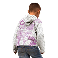 Aotearoa Maori Sea Animals Tribal Kid Hoodie Manta Ray and Shark Moko Pattern Pink Color LT03 - Polynesian Pride