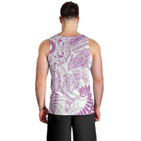Aotearoa Maori Sea Animals Tribal Men Tank Top Manta Ray and Shark Moko Pattern Pink Color LT03 - Polynesian Pride