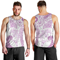 Aotearoa Maori Sea Animals Tribal Men Tank Top Manta Ray and Shark Moko Pattern Pink Color LT03 - Polynesian Pride