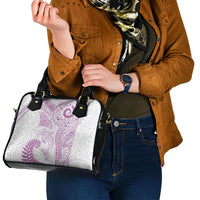 Aotearoa Maori Sea Animals Tribal Shoulder Handbag Manta Ray and Shark Moko Pattern Pink Color