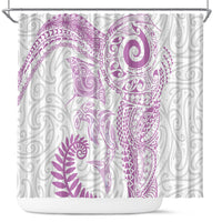 Aotearoa Maori Sea Animals Tribal Shower Curtain Manta Ray and Shark Moko Pattern Pink Color LT03 Pink - Polynesian Pride