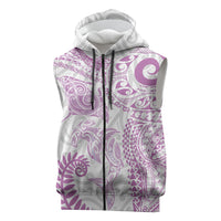 Aotearoa Maori Sea Animals Tribal Sleeveless Zip Hoodie Manta Ray and Shark Moko Pattern Pink Color LT03 Pink - Polynesian Pride
