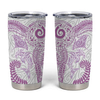 Aotearoa Maori Sea Animals Tribal Tumbler Cup Manta Ray and Shark Moko Pattern Pink Color LT03 Pink - Polynesian Pride