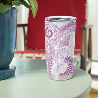 Aotearoa Maori Sea Animals Tribal Tumbler Cup Manta Ray and Shark Moko Pattern Pink Color LT03 - Polynesian Pride