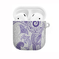 Aotearoa Maori Sea Animals Tribal AirPods Case Manta Ray and Shark Moko Pattern Purple Color LT03 Purple - Polynesian Pride