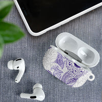 Aotearoa Maori Sea Animals Tribal AirPods Case Manta Ray and Shark Moko Pattern Purple Color LT03 - Polynesian Pride