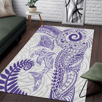 Aotearoa Maori Sea Animals Tribal Area Rug Manta Ray and Shark Moko Pattern Purple Color LT03 Purple - Polynesian Pride