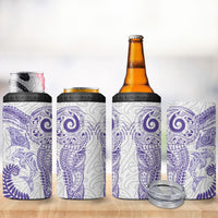 Aotearoa Maori Sea Animals Tribal 4 in 1 Can Cooler Tumbler Manta Ray and Shark Moko Pattern Purple Color LT03 - Polynesian Pride