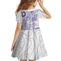 Aotearoa Maori Sea Animals Tribal Family Matching Long Sleeve Bodycon Dress and Hawaiian Shirt Manta Ray and Shark Moko Pattern Purple Color LT03 - Polynesian Pride