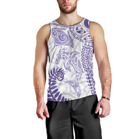 Aotearoa Maori Sea Animals Tribal Men Tank Top Manta Ray and Shark Moko Pattern Purple Color LT03 - Polynesian Pride