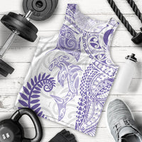Aotearoa Maori Sea Animals Tribal Men Tank Top Manta Ray and Shark Moko Pattern Purple Color LT03 - Polynesian Pride