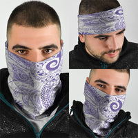 Aotearoa Maori Sea Animals Tribal Neck Gaiter Manta Ray and Shark Moko Pattern Purple Color LT03 - Polynesian Pride