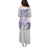 Aotearoa Maori Sea Animals Tribal Puletasi Manta Ray and Shark Moko Pattern Purple Color LT03 - Polynesian Pride