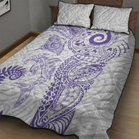 Aotearoa Maori Sea Animals Tribal Quilt Bed Set Manta Ray and Shark Moko Pattern Purple Color LT03 - Polynesian Pride