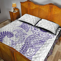 Aotearoa Maori Sea Animals Tribal Quilt Bed Set Manta Ray and Shark Moko Pattern Purple Color LT03 - Polynesian Pride