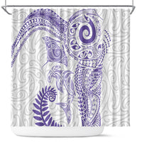 Aotearoa Maori Sea Animals Tribal Shower Curtain Manta Ray and Shark Moko Pattern Purple Color LT03 Purple - Polynesian Pride