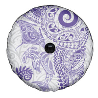 Aotearoa Maori Sea Animals Tribal Spare Tire Cover Manta Ray and Shark Moko Pattern Purple Color LT03 - Polynesian Pride