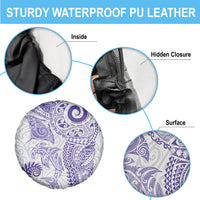 Aotearoa Maori Sea Animals Tribal Spare Tire Cover Manta Ray and Shark Moko Pattern Purple Color LT03 - Polynesian Pride