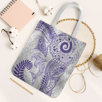 Aotearoa Maori Sea Animals Tribal Tote Bag Manta Ray and Shark Moko Pattern Purple Color LT03 White Strap One Size Purple - Polynesian Pride