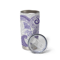 Aotearoa Maori Sea Animals Tribal Tumbler Cup Manta Ray and Shark Moko Pattern Purple Color LT03 - Polynesian Pride