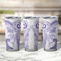 Aotearoa Maori Sea Animals Tribal Tumbler Cup Manta Ray and Shark Moko Pattern Purple Color LT03 - Polynesian Pride