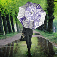 Aotearoa Maori Sea Animals Tribal Umbrella Manta Ray and Shark Moko Pattern Purple Color